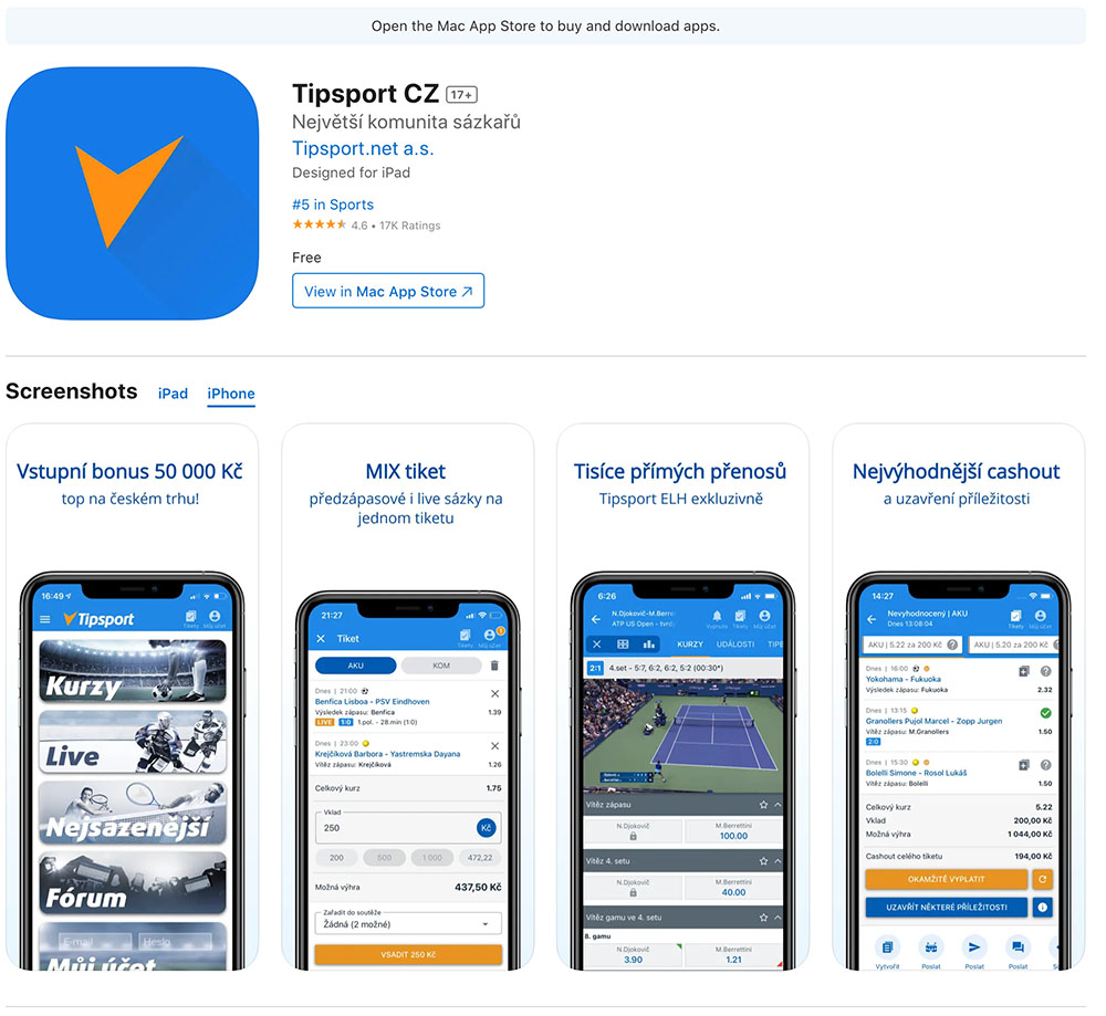 iOS Tipsport aplikace