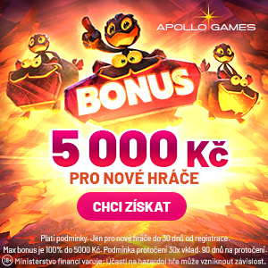 Apollo Games Bonus - 5000 Kč pro nové hráče